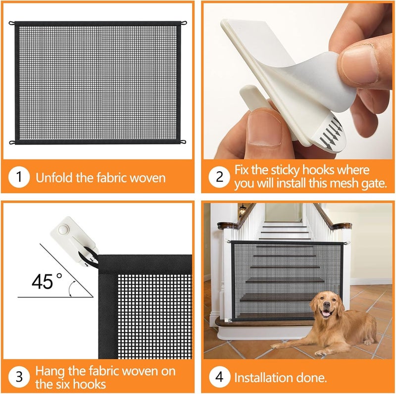 Cupount Dog Gate for Stairs Pet Gates for The House: Dog Gate Indoor Dogs Screen Mesh Gate for Doorways Stairways 29 inches Tall, 34 inch Wide, Fits Openings 28'' to 31'' Wide - Image 4